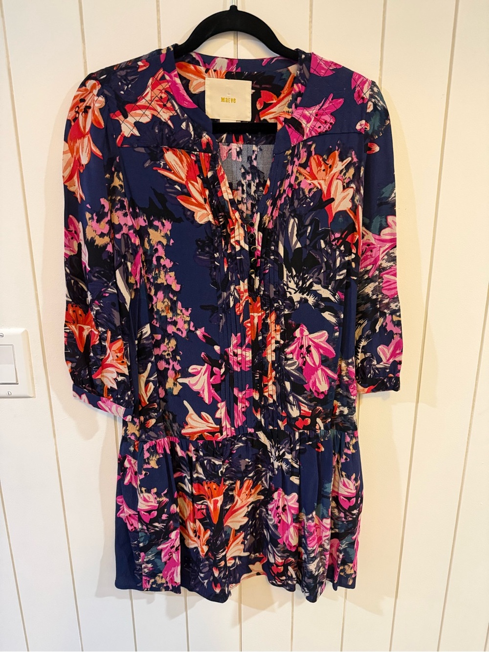 Anthropologie 3/4 sleeve floral design dress